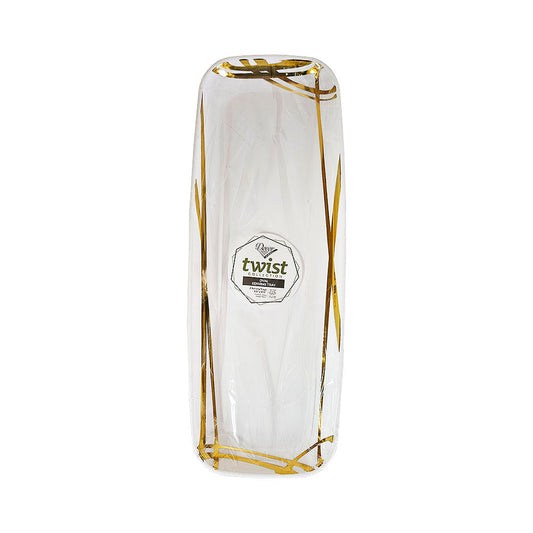 Decor Twist Collection Oval Service Tray White &amp; Gold 2 pk