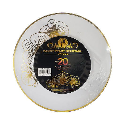 Fancy Feast Dishware Flora Disposable Gold Plate 7.25" 20 pk