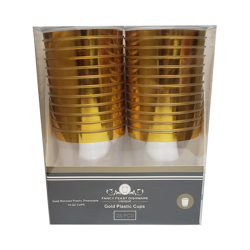 Fancy Feast Dishware Gold Rimmed Plastic Cups 24 pk