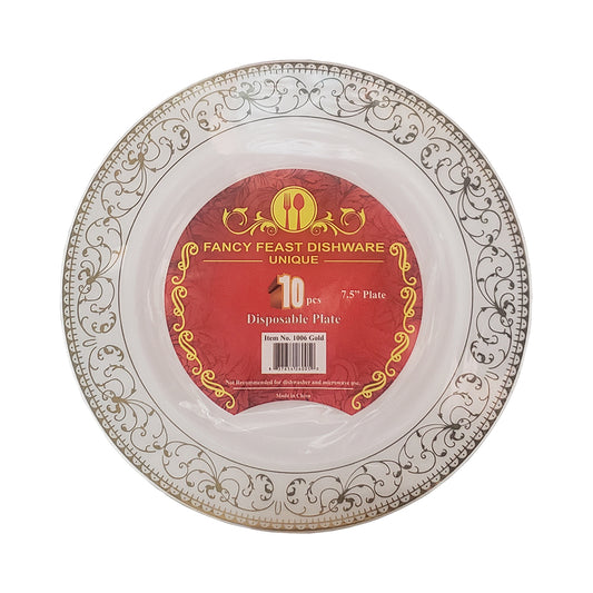 Fancy Feast Dishware Unique Gold 10 Disposable Plates