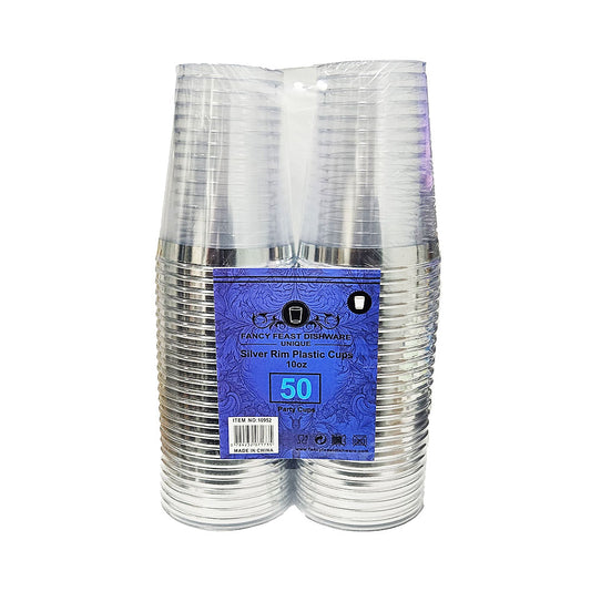Fancy Feast Silver Rim Plastic Cups 50pcs