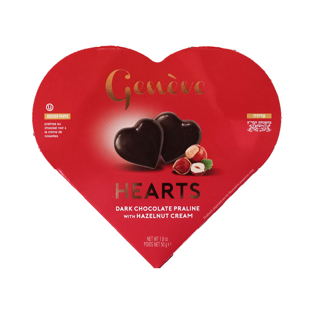 Geneve Dark Chocolate Hearts With Hazelnut Filling 1.76 oz
