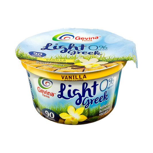Gevina Farms 0 % Light Greek Vanilla Yogurt 5 oz