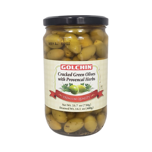 Golchin Cracked Green Olives With Provencal Herbs 25.7 oz