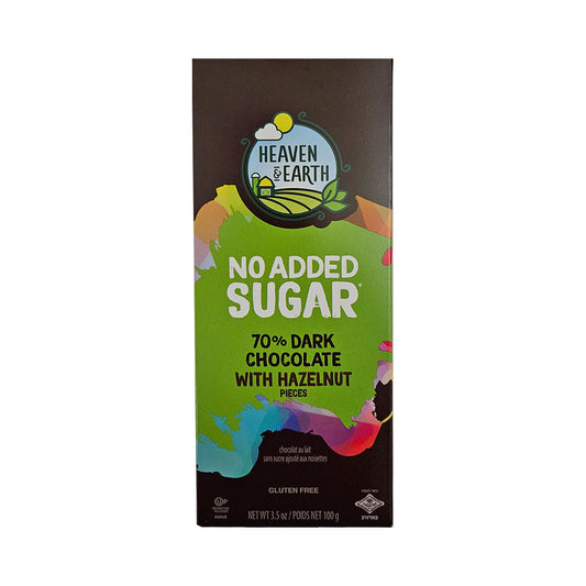 Heaven &amp; Earth No Added Sugar 70% Dark Chocolate With Hazelnut 3.5 oz