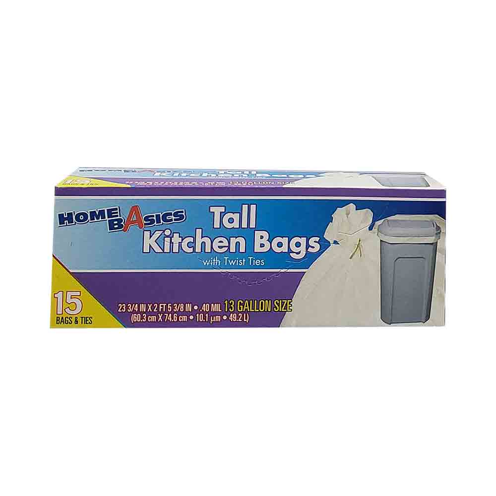 Home Basics  15 Tall Kitchen Bags 13 Gallon Size