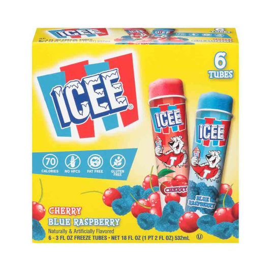 Icee Cherry Blue Raspberry tubes 6-3oz