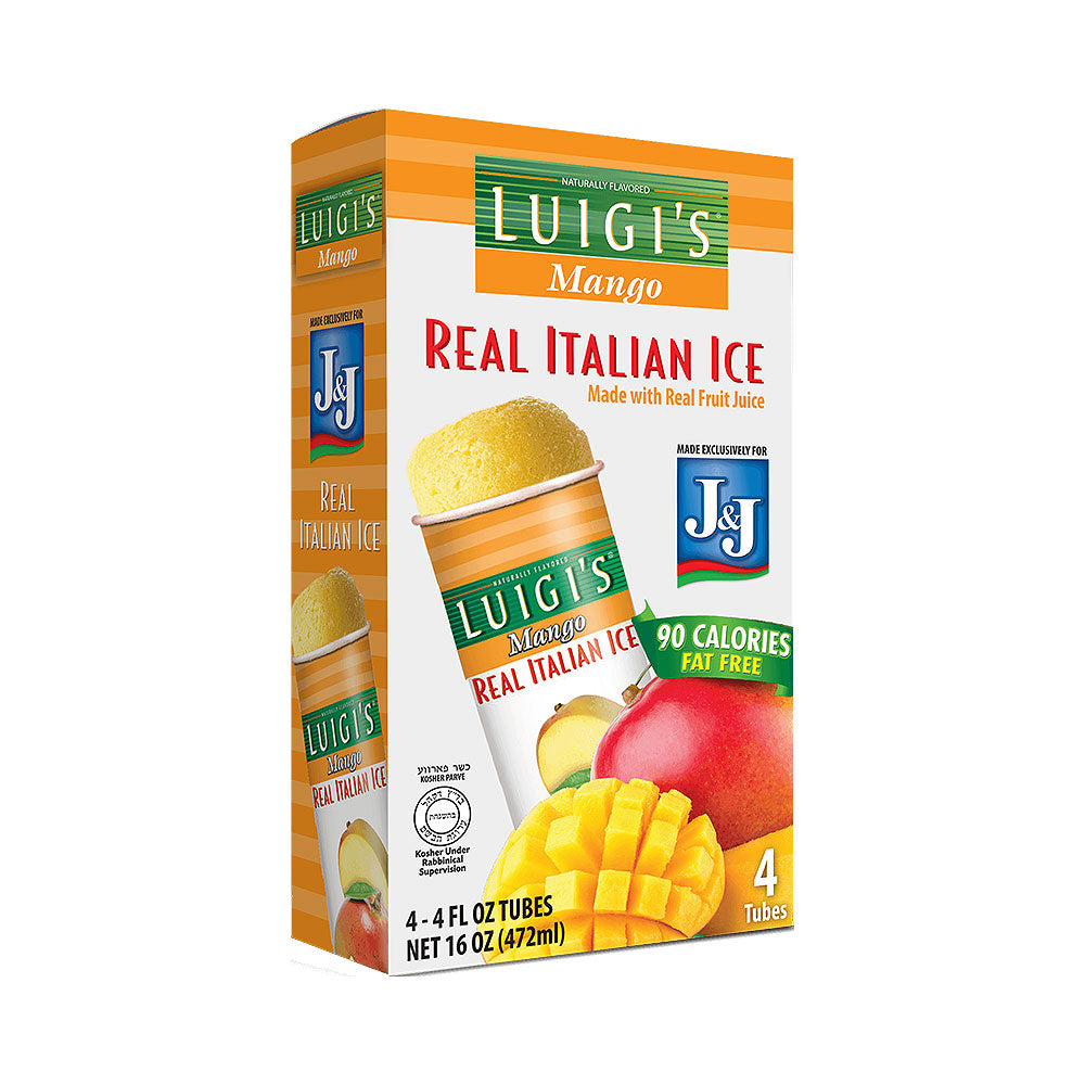 J &amp; J  Luigi's Mango Real Italian Ice 4 pk