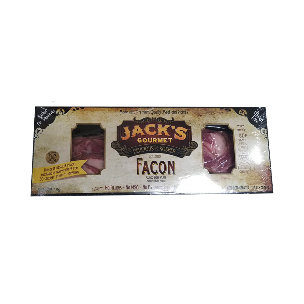 Jack's Gourmet Facon Cured Beef Bacon 4 oz