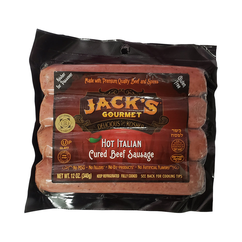 Jack's Gourmet Hot Italian Cured Beef Sausage 12 oz