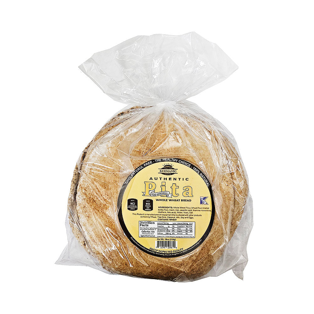 Kermanig Authentic Pita Whole Wheat Bread 18 oz