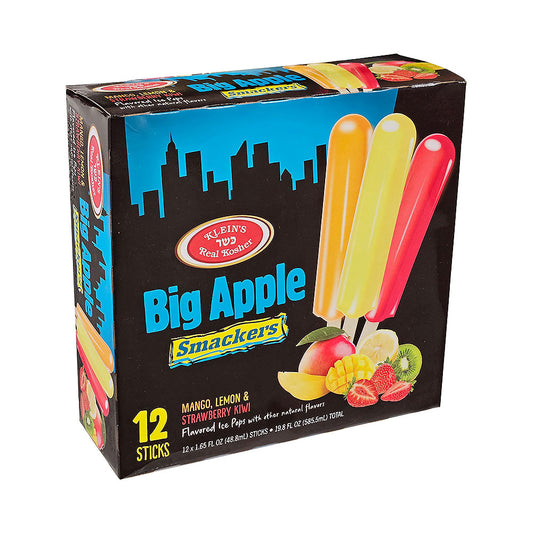 Klein's Big Apple Smackers Mango Lemon &amp; Strawberry Kiwi Ice Pops 12 Sticks