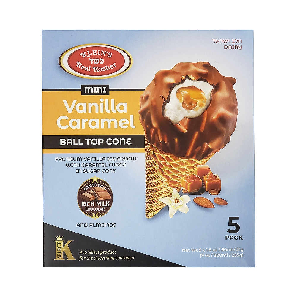 Klein's Vanilla Caramel Ball Top Cone Ice Cream 5 pk