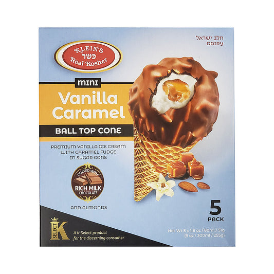 Klein's Vanilla Caramel Ball Top Cone Ice Cream 5 pk
