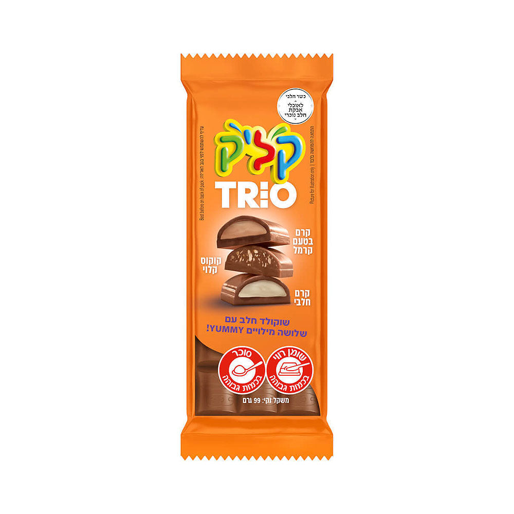Klik Trio Milk Chocolate With Caramel Cream and Coconut 100 gr