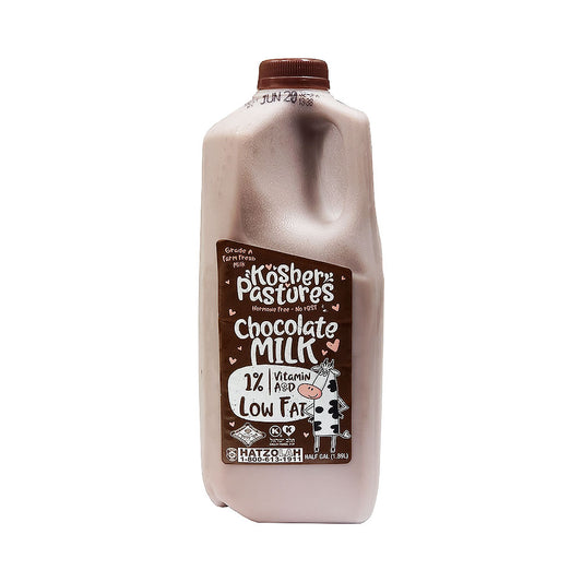 Kosher Pastures Chocolate Milk 1 % low fat half gallon