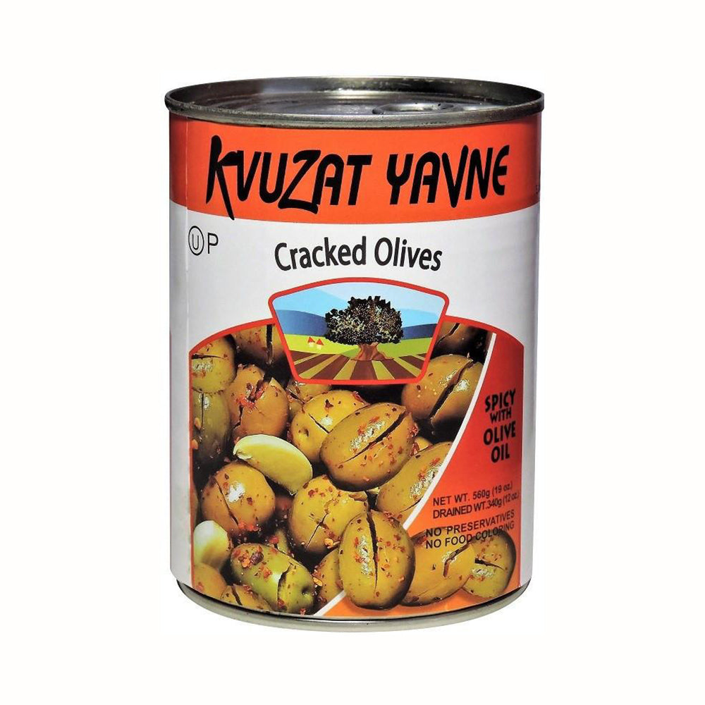 Kvutzat Yavne Spicy Cracked Olives With Olive Oil 19 oz