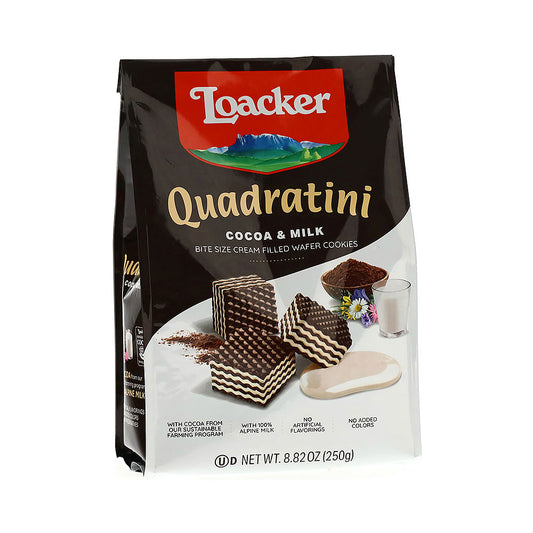 Loacker Quadratini Cocoa Milk Wafers 8.82 oz