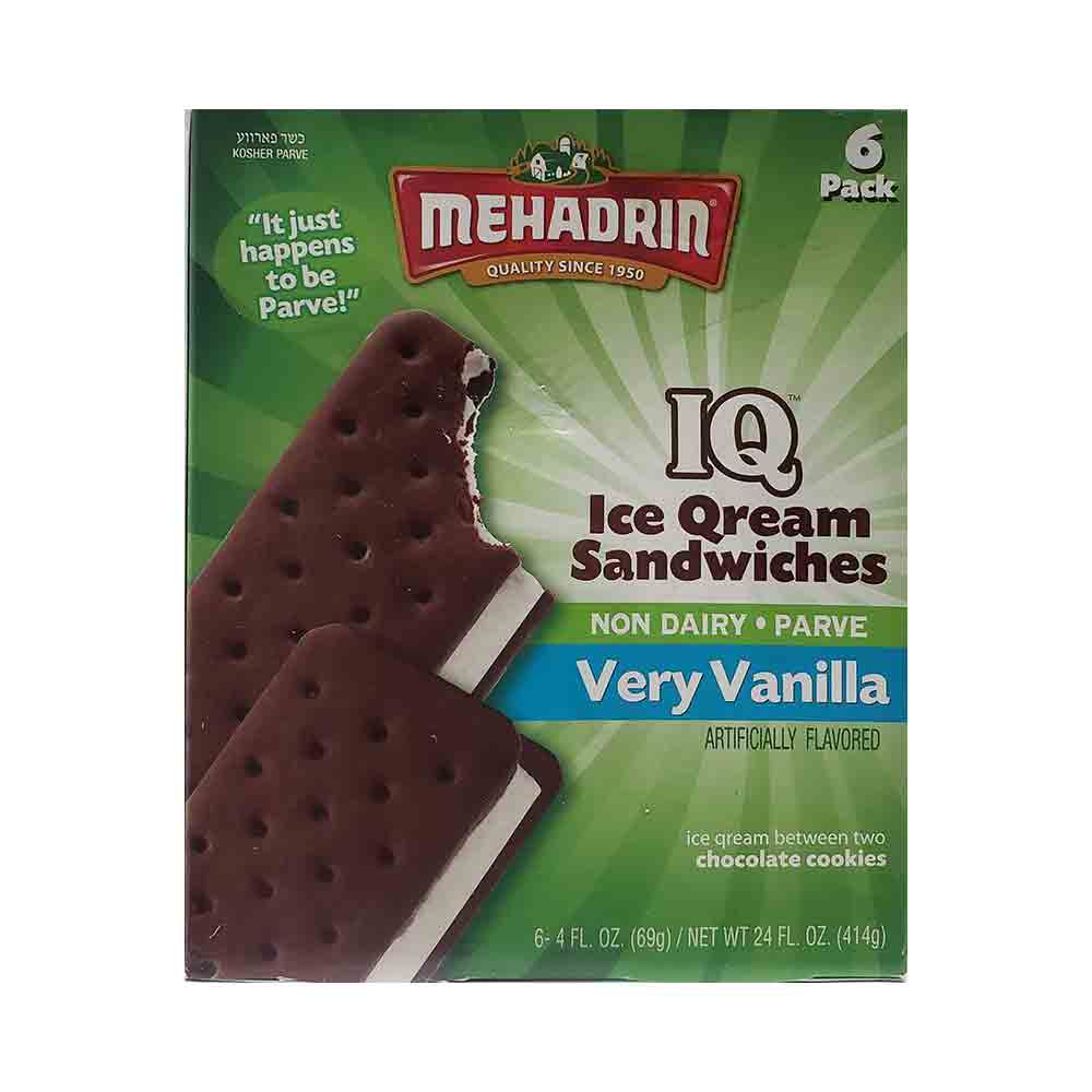Mehadrin 6 IQ Vanilla Parve Ice Qream Sandwiches 24 oz
