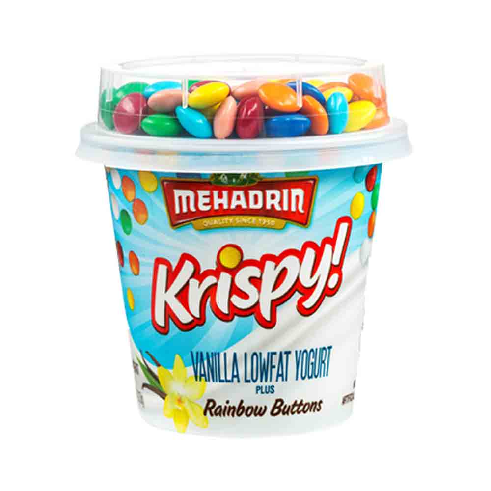 Mehadrin Krispy Vanilla Rainbow yogurt 5.3 oz