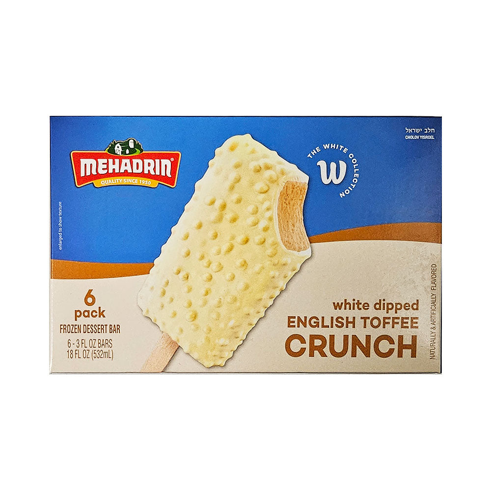 Mehadrin White Dipped English Toffee Crunch Ice Cream Bars 6 pk
