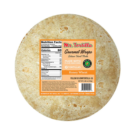 Mr. Tortilla 8 Gourmet Wraps Tortilla Honey Wheat 5.36 oz