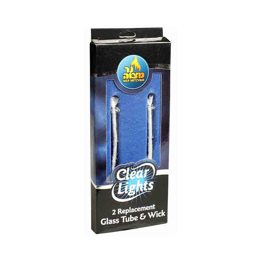 Ner Mitzva Clear Light 2 Replacement Glass Tube &amp; Wick