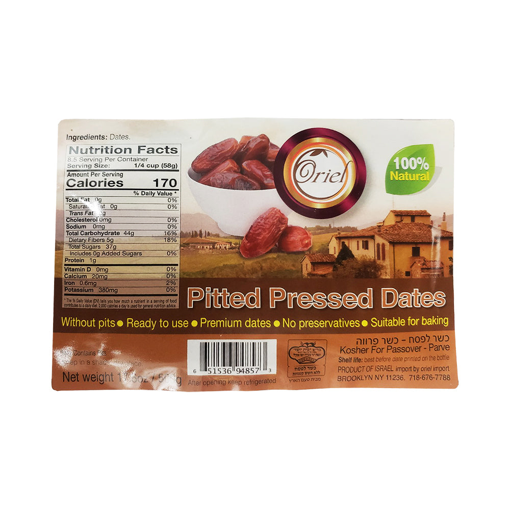 Oriel Pitted Pressed Dates 17.6 oz