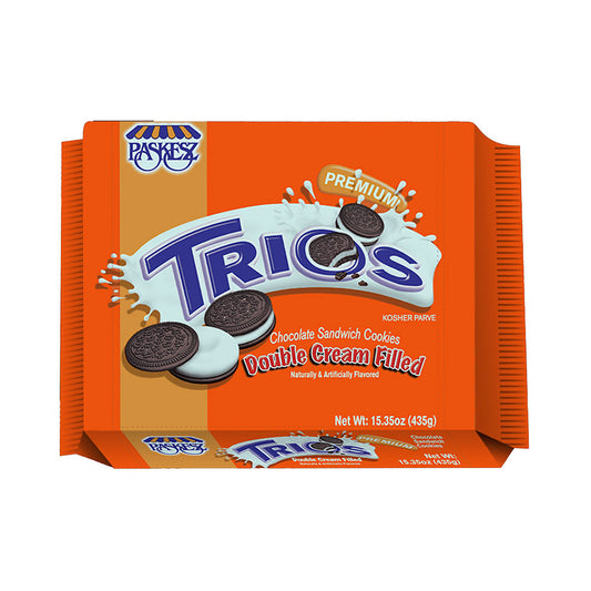 Paskesz Trios Double Cream Filled Chocolate Sandwich Cookies 15.35 oz