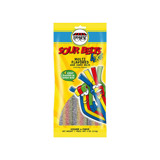 Paskesz Sour Belts Multi Flavored 4 oz