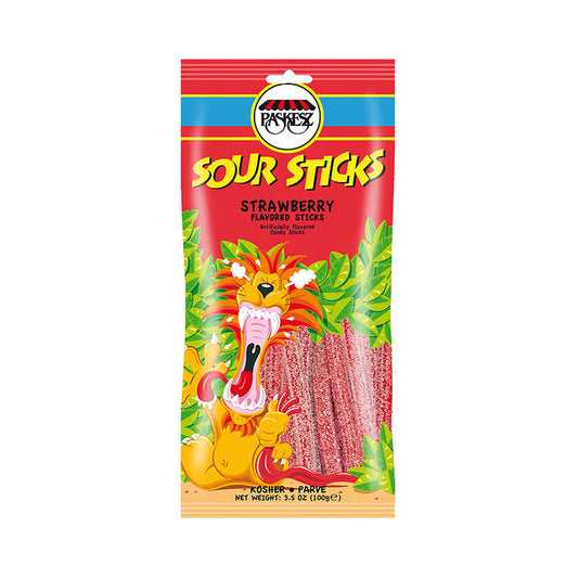 Paskesz Sour Sticks Strawberry 3.5 oz