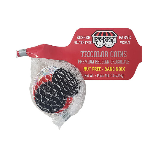 Paskesz Tricolor Coins Premium Belgian Dark Chocolate Parve 0.49 oz