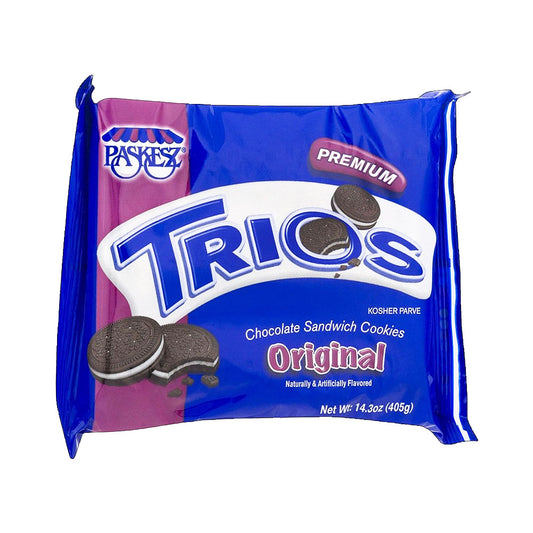 Paskesz Trios Chocolate Sandwich Cookies Original 14.3 oz