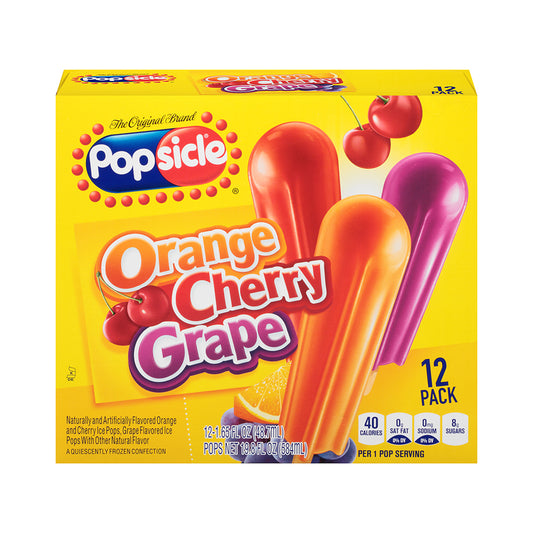 Popsicle Orange Cherry Grape 12 Pack 19.8 oz