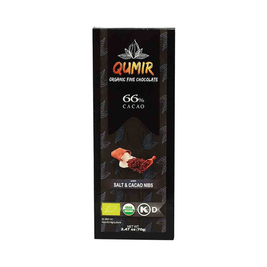 Qumir Organic Dark Chocolate With Salt and Cocoa Nibs 2.47 oz