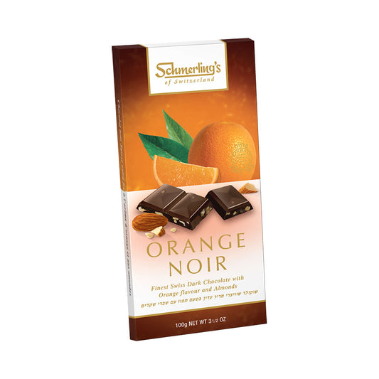 Schmerling's Orange Noir Swiss Dark Chocolate With Orange Flavor and Almonds 3.5 oz