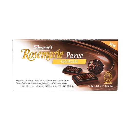 Schmerling's Rosemarie Parve Sugarless Praline Filled Bitter Sweet Chocolate Bar 3.5 oz