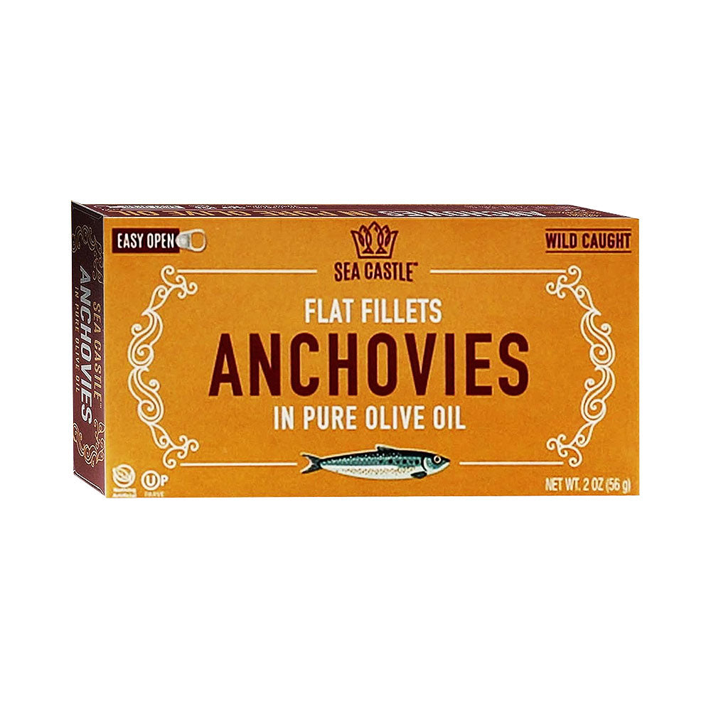 Sea Castle Flat Fillets Anchovies in Pure Olive Oil 2 oz