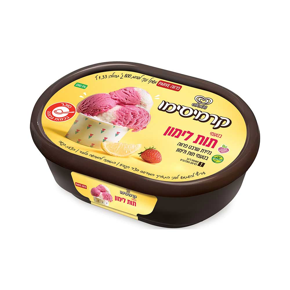 Strauss Cremissimo Strawberry and Lemon Sorbet Parve 1.33L
