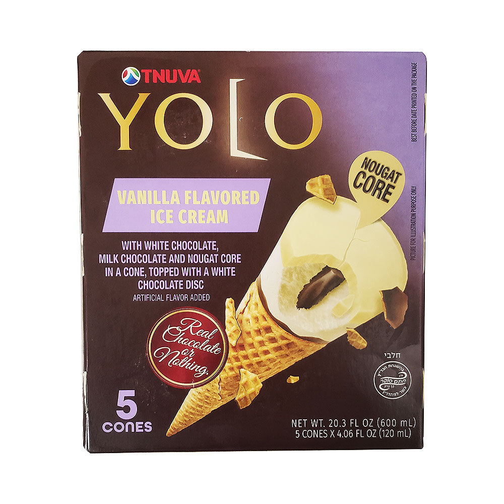 Tnuva Yolo Vanilla Ice Cream With Chocolate &amp; Nougat Core  5 pk
