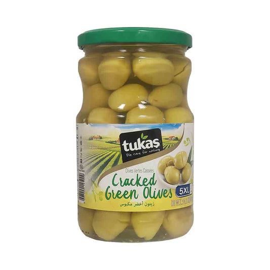 Tukas Cracked Green Olives 14.1 oz