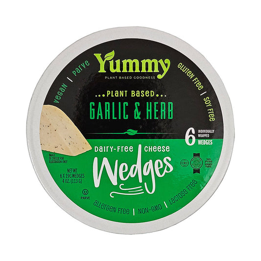 Yummy Plant Based Garlic &amp; Herb Cheese Wedges 4 oz