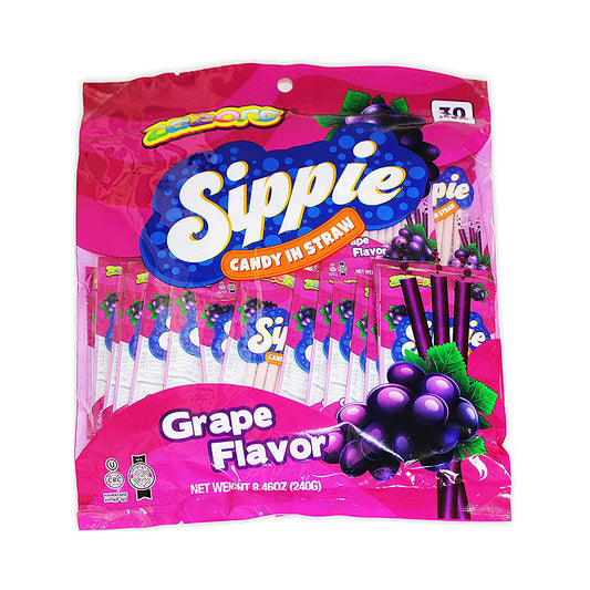 Zazers Sippie Candy in Straw Grape Flavor 8.46 oz