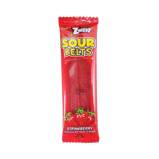 Zweet Galil Sour Belts Strawberry Flavored Sour Candy 20 gr